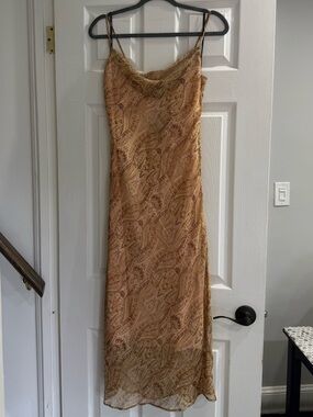 Paisley Maxi Dress - gold/tan/blush